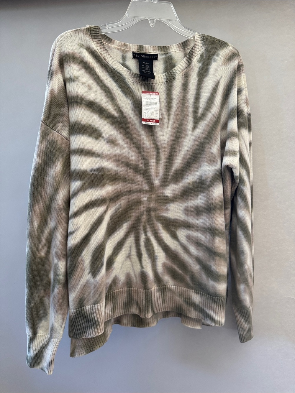 Design History Olive Tie-Dye Crewneck Sweater